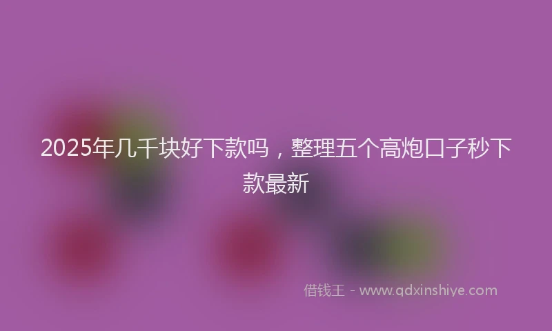 2025年几千块好下款吗，整理五个高炮口子秒下款最新