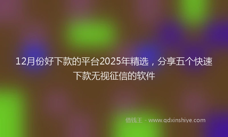 12月份好下款的平台2025年精选，分享五个快速下款无视征信的软件