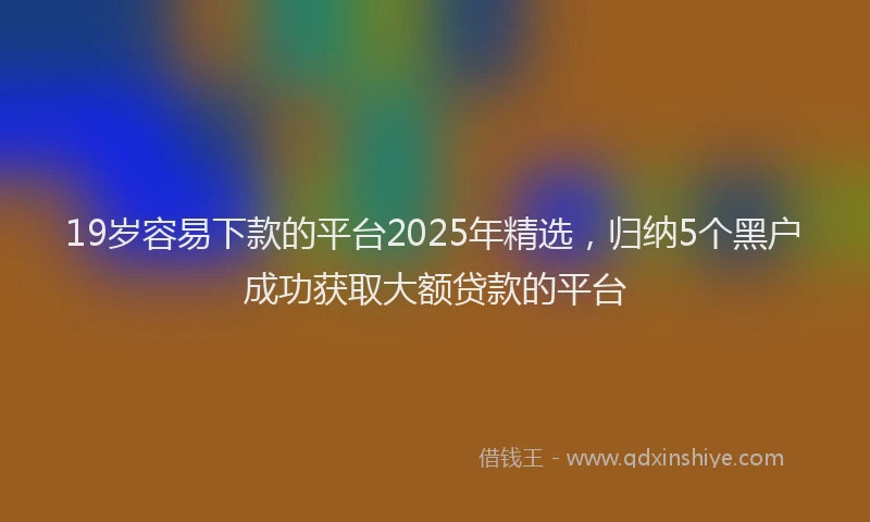 19岁容易下款的平台2025年精选，归纳5个黑户成功获取大额贷款的平台