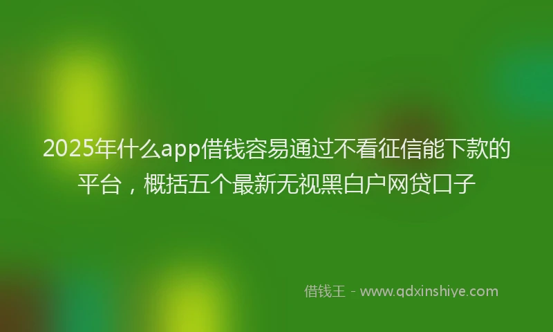 2025年什么app借钱容易通过不看征信能下款的平台，概括五个最新无视黑白户网贷口子