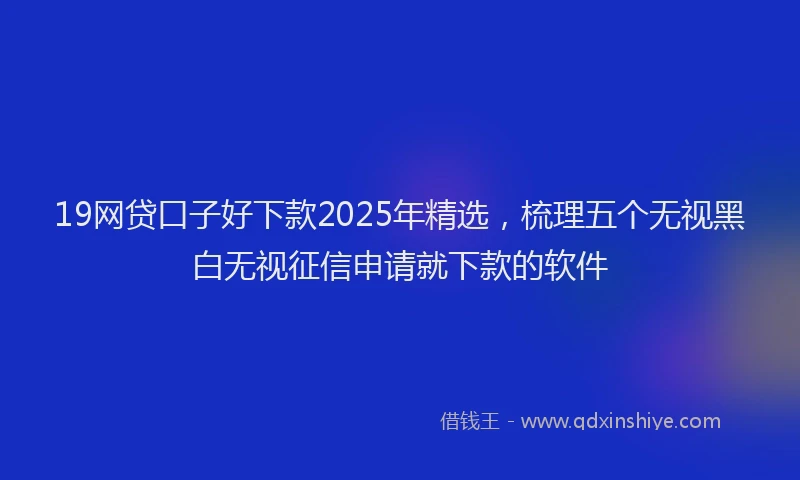 19网贷口子好下款2025年精选，梳理五个无视黑白无视征信申请就下款的软件