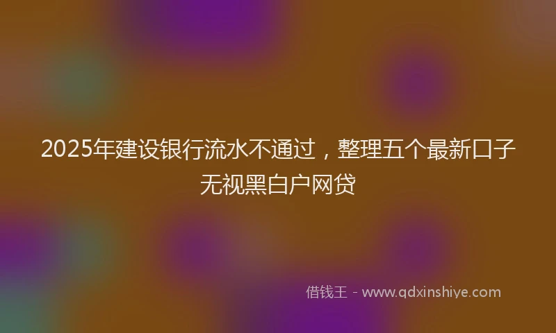 2025年建设银行流水不通过，整理五个最新口子无视黑白户网贷