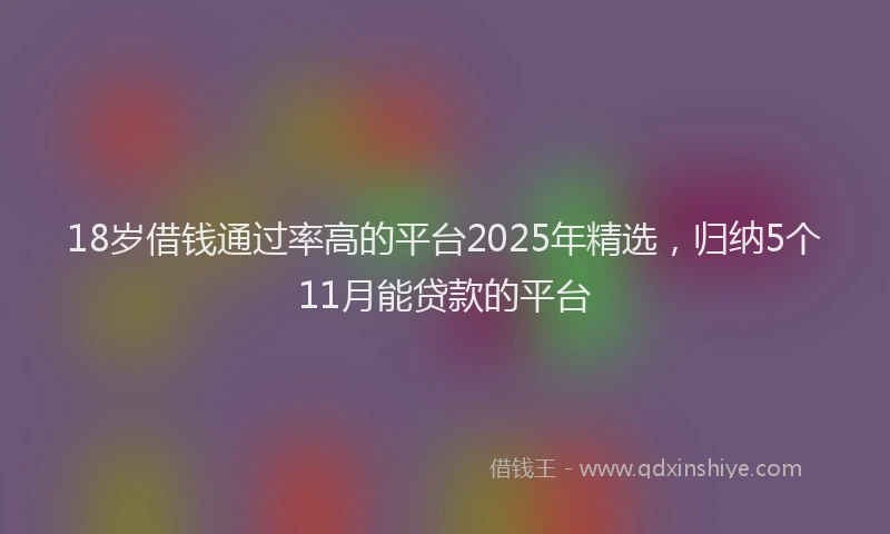 18岁借钱通过率高的平台2025年精选，归纳5个11月能贷款的平台