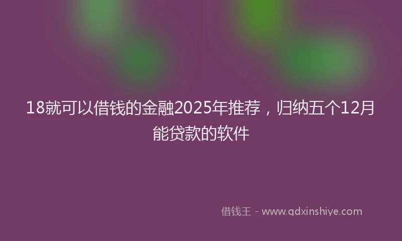 18就可以借钱的金融2025年推荐，归纳五个12月能贷款的软件