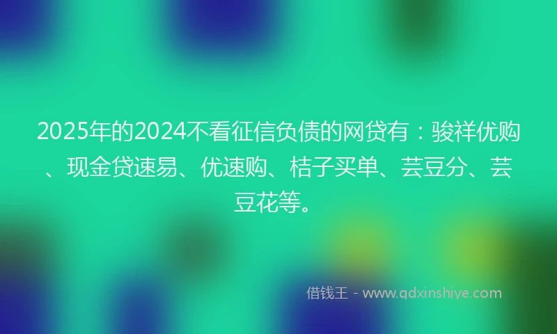 2025年的2024不看征信负债的网贷有：骏祥优购、现金贷速易、优速购、桔子买单、芸豆分、芸豆花等。