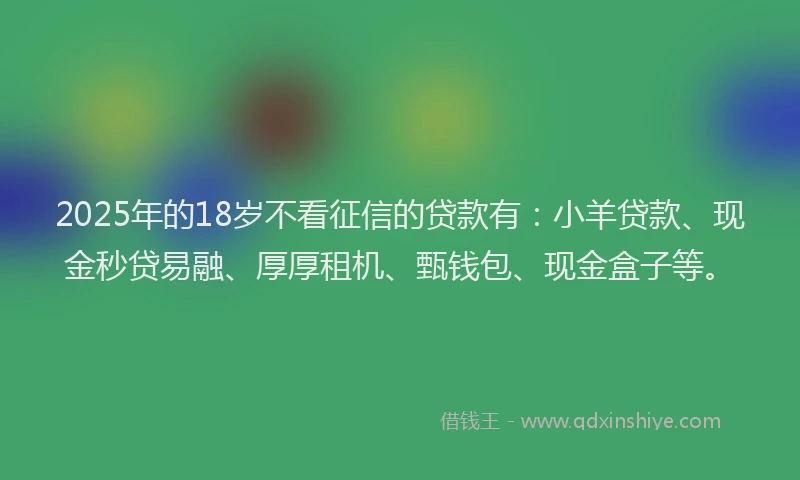 2025年的18岁不看征信的贷款有：小羊贷款、现金秒贷易融、厚厚租机、甄钱包、现金盒子等。