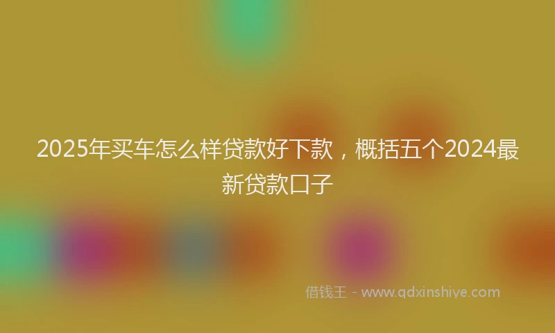 2025年买车怎么样贷款好下款，概括五个2024最新贷款口子
