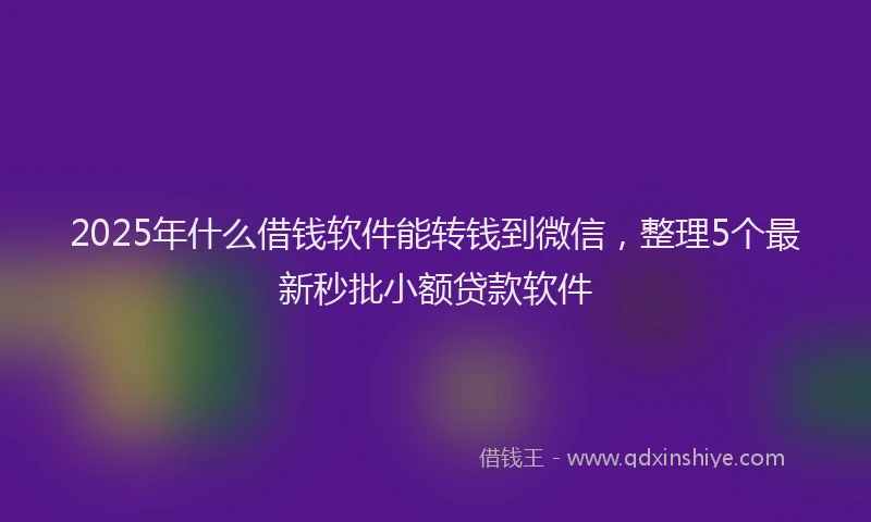 2025年什么借钱软件能转钱到微信，整理5个最新秒批小额贷款软件