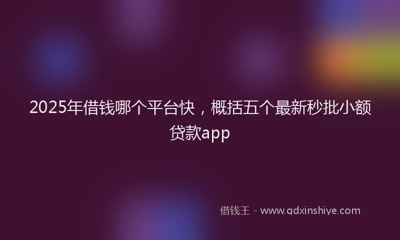 2025年借钱哪个平台快，概括五个最新秒批小额贷款app