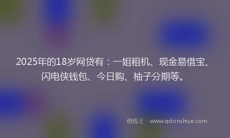2025年的18岁网贷有：一姐租机、现金易借宝、闪电侠钱包、今日购、柚子分期等。
