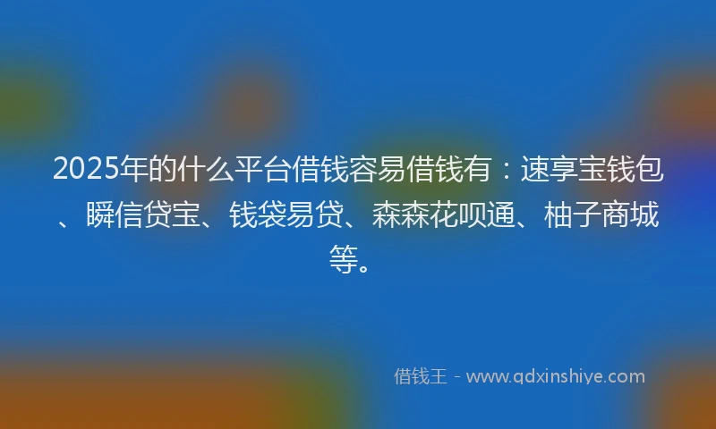 2025年的什么平台借钱容易借钱有：速享宝钱包、瞬信贷宝、钱袋易贷、森森花呗通、柚子商城等。