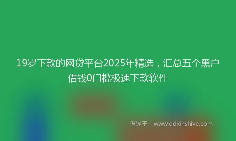 19岁下款的网贷平台2025年精选，汇总五个黑户借钱0门槛极速下款软件