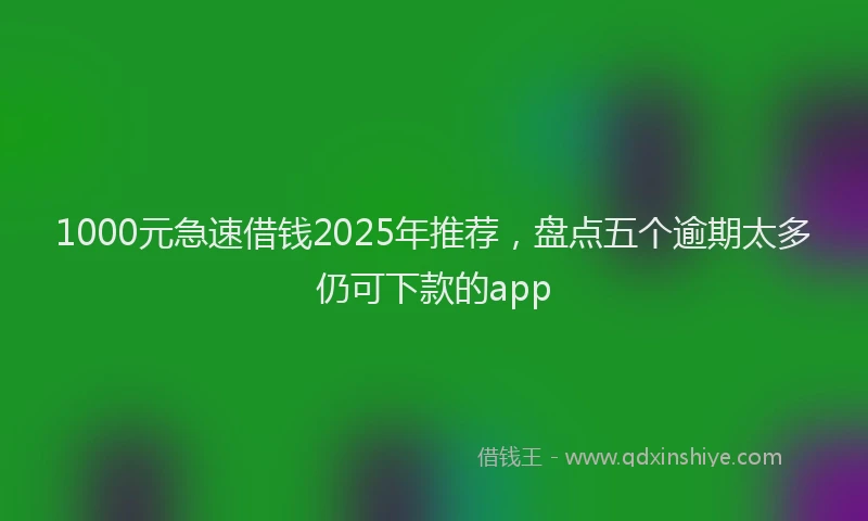 1000元急速借钱2025年推荐，盘点五个逾期太多仍可下款的app