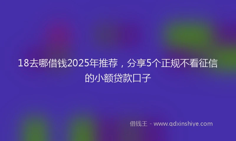 18去哪借钱2025年推荐，分享5个正规不看征信的小额贷款口子