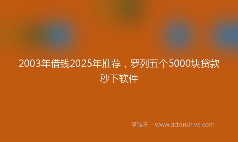 2003年借钱2025年推荐，罗列五个5000块贷款秒下软件