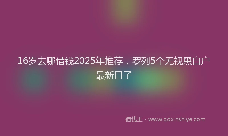 16岁去哪借钱2025年推荐，罗列5个无视黑白户最新口子