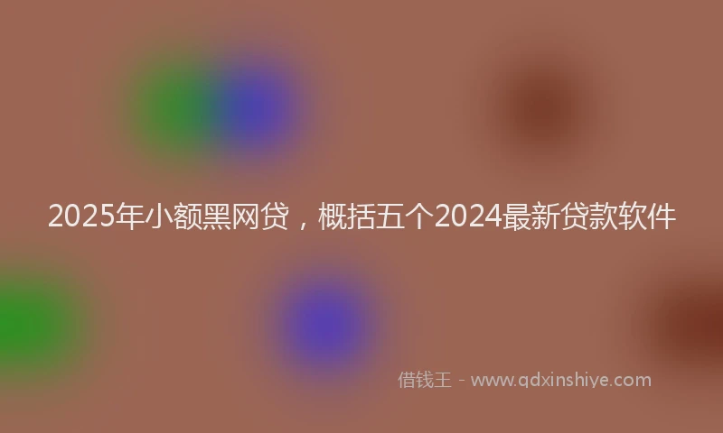 2025年小额黑网贷，概括五个2024最新贷款软件