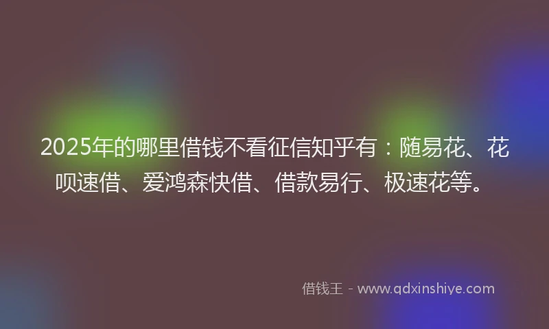 2025年的哪里借钱不看征信知乎有：随易花、花呗速借、爱鸿森快借、借款易行、极速花等。