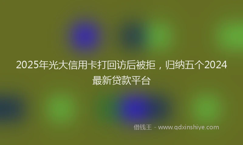 2025年光大信用卡打回访后被拒，归纳五个2024最新贷款平台