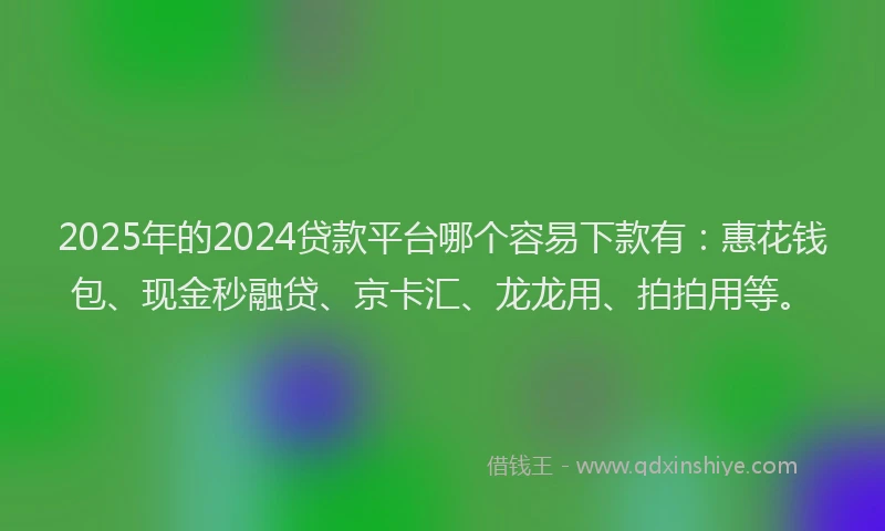 2025年的2024贷款平台哪个容易下款有：惠花钱包、现金秒融贷、京卡汇、龙龙用、拍拍用等。