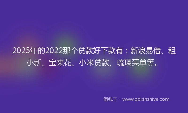 2025年的2022那个贷款好下款有：新浪易借、租小新、宝来花、小米贷款、琉璃买单等。