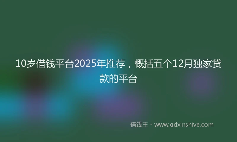 10岁借钱平台2025年推荐，概括五个12月独家贷款的平台