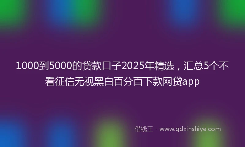 1000到5000的贷款口子2025年精选，汇总5个不看征信无视黑白百分百下款网贷app