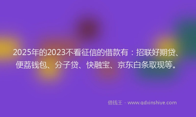 2025年的2023不看征信的借款有：招联好期贷、便荔钱包、分子贷、快融宝、京东白条取现等。