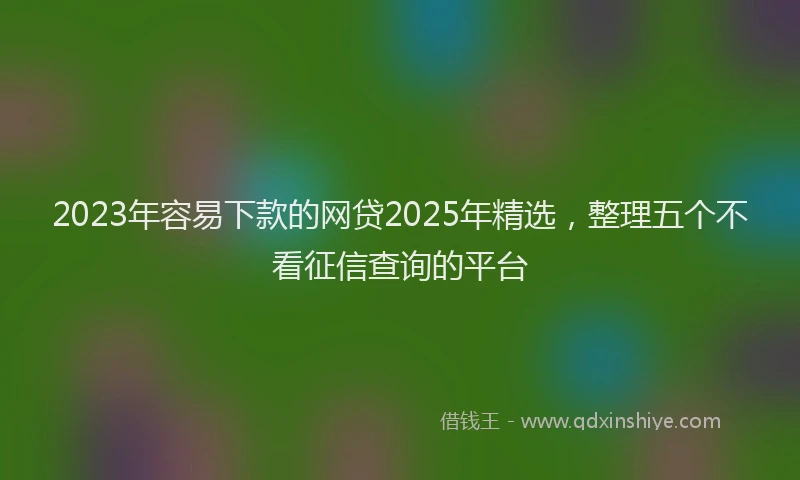 2023年容易下款的网贷2025年精选，整理五个不看征信查询的平台