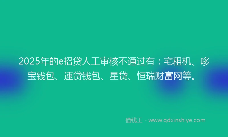 2025年的e招贷人工审核不通过有：宅租机、哆宝钱包、速贷钱包、星贷、恒瑞财富网等。