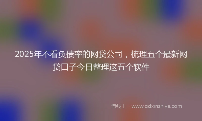 2025年不看负债率的网贷公司，梳理五个最新网贷口子今日整理这五个软件