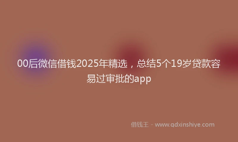 00后微信借钱2025年精选，总结5个19岁贷款容易过审批的app