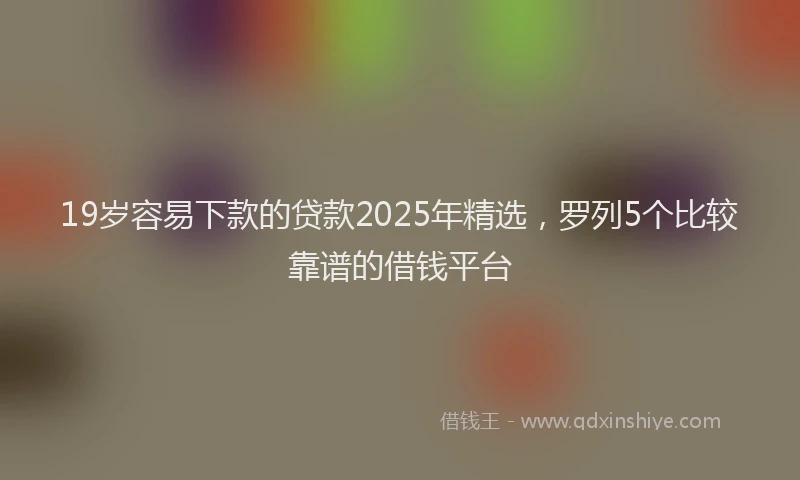 19岁容易下款的贷款2025年精选，罗列5个比较靠谱的借钱平台
