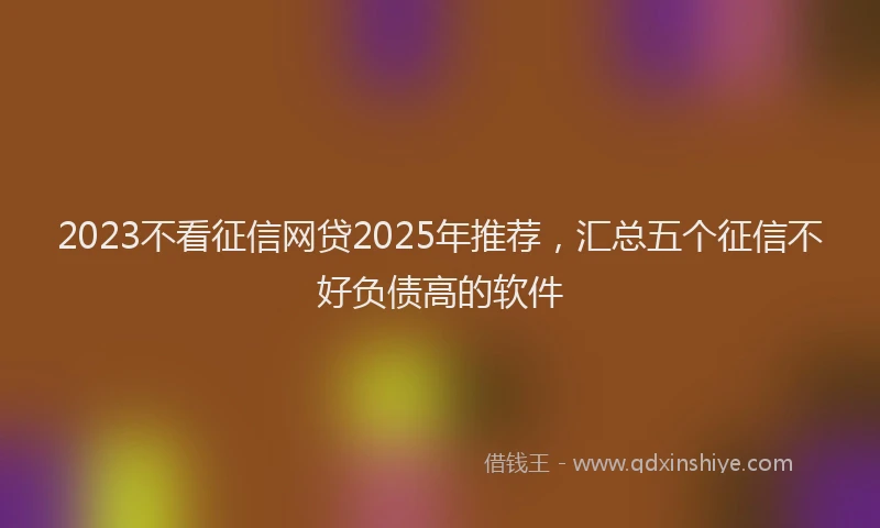 2023不看征信网贷2025年推荐，汇总五个征信不好负债高的软件