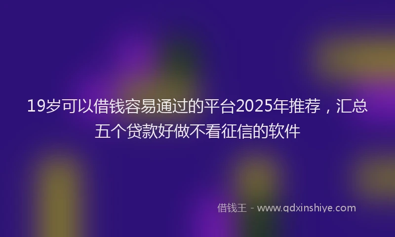19岁可以借钱容易通过的平台2025年推荐，汇总五个贷款好做不看征信的软件