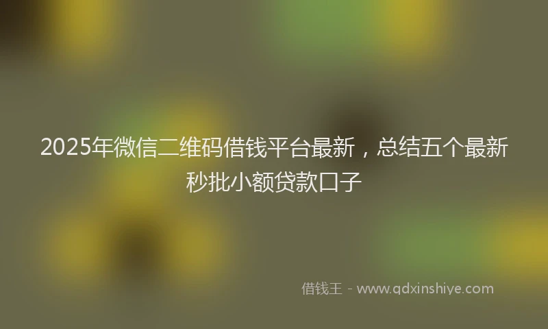 2025年微信二维码借钱平台最新，总结五个最新秒批小额贷款口子