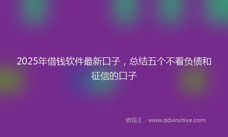 2025年借钱软件最新口子，总结五个不看负债和征信的口子