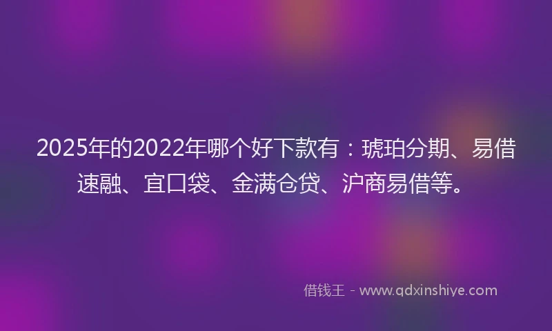 2025年的2022年哪个好下款有：琥珀分期、易借速融、宜口袋、金满仓贷、沪商易借等。