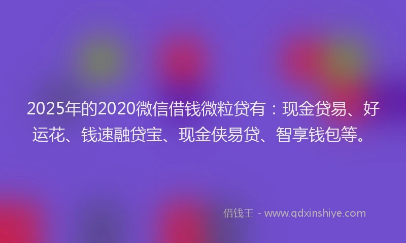 2025年的2020微信借钱微粒贷有：现金贷易、好运花、钱速融贷宝、现金侠易贷、智享钱包等。