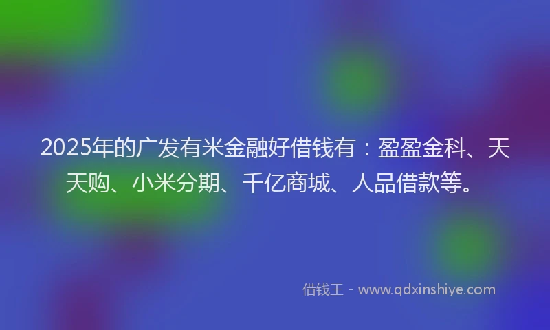2025年的广发有米金融好借钱有：盈盈金科、天天购、小米分期、千亿商城、人品借款等。