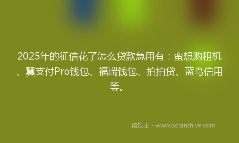 2025年的征信花了怎么贷款急用有：蛮想购租机、翼支付Pro钱包、福瑞钱包、拍拍贷、蓝鸟信用等。