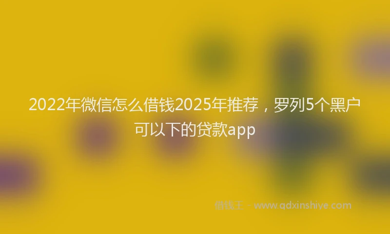 2022年微信怎么借钱2025年推荐，罗列5个黑户可以下的贷款app