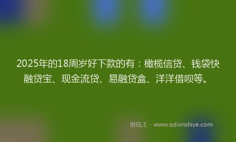 2025年的18周岁好下款的有：橄榄信贷、钱袋快融贷宝、现金流贷、易融贷盒、洋洋借呗等。