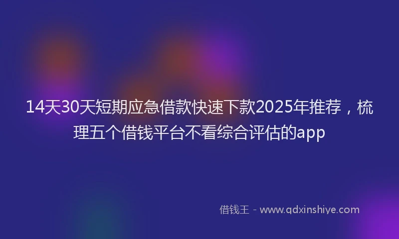 14天30天短期应急借款快速下款2025年推荐，梳理五个借钱平台不看综合评估的app