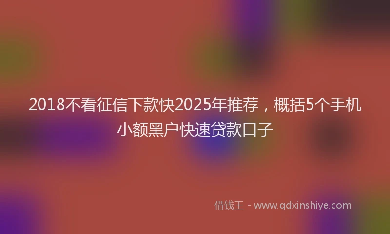 2018不看征信下款快2025年推荐，概括5个手机小额黑户快速贷款口子