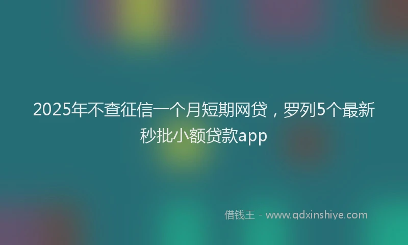 2025年不查征信一个月短期网贷，罗列5个最新秒批小额贷款app