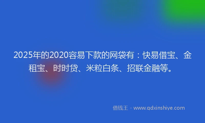 2025年的2020容易下款的网袋有：快易借宝、金租宝、时时贷、米粒白条、招联金融等。