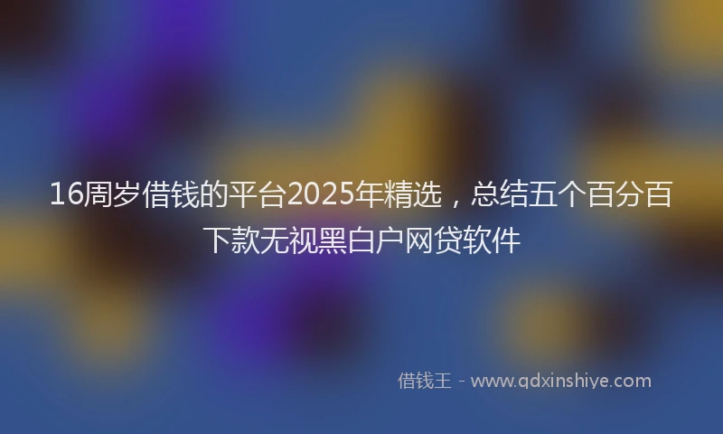 16周岁借钱的平台2025年精选，总结五个百分百下款无视黑白户网贷软件