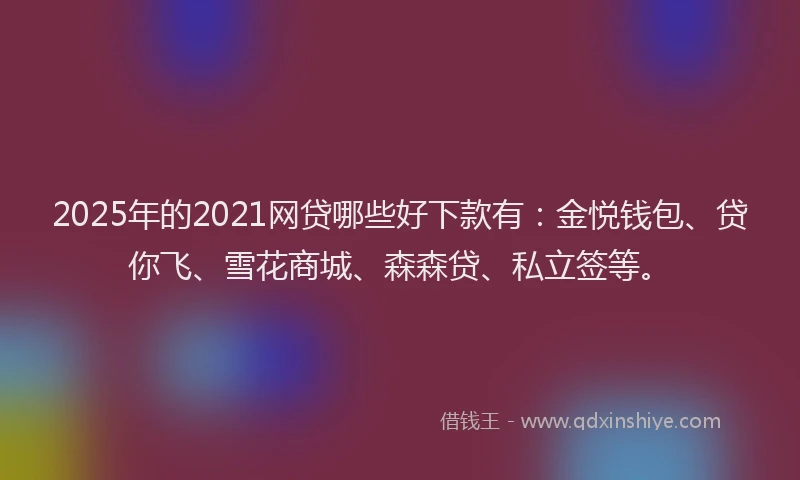 2025年的2021网贷哪些好下款有：金悦钱包、贷你飞、雪花商城、森森贷、私立签等。