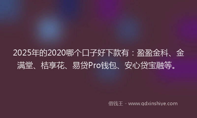2025年的2020哪个口子好下款有：盈盈金科、金满堂、桔享花、易贷Pro钱包、安心贷宝融等。